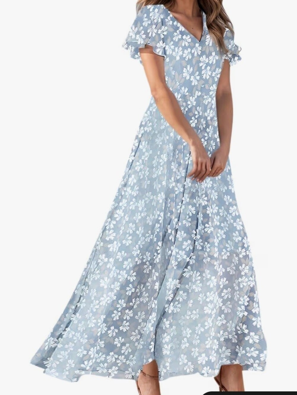 Light Blue Floral Maxi Dress #12
